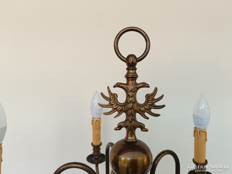 Antik 5 karú patinás réz flamand csillár álló lámpa 205 7682