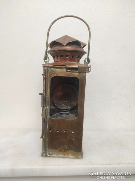 Antique railway Bacter petroleum lamp red and brass 492 7593