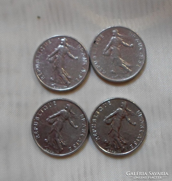 Francia pénz – érme, 1/2 franc / fél frank (1970, 1978, 1985, 1991)