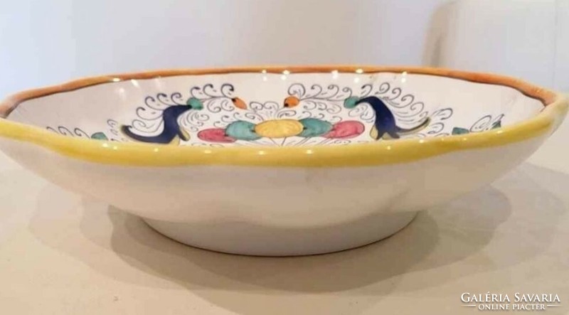 Italian hand-painted ceramic plate and candle holder