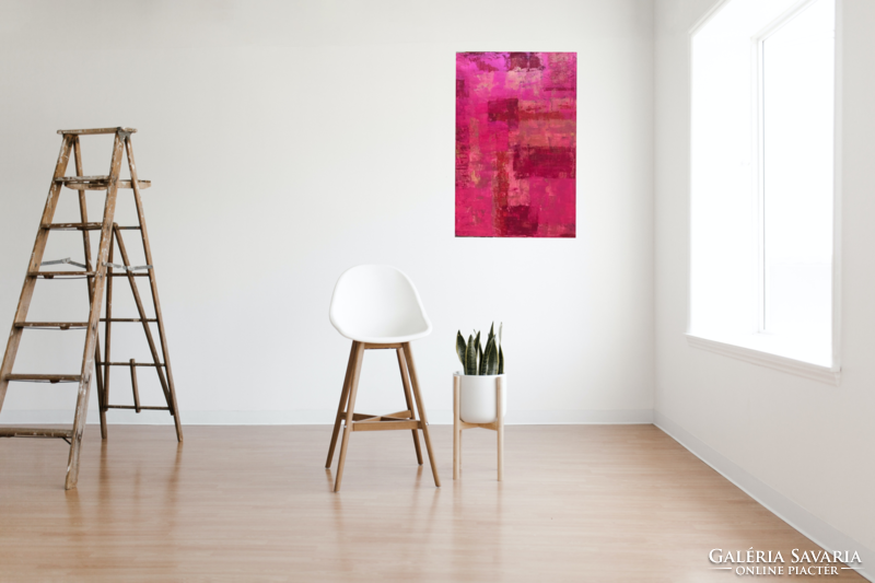 Pink corner 60x40cm, unique abstract canvas picture