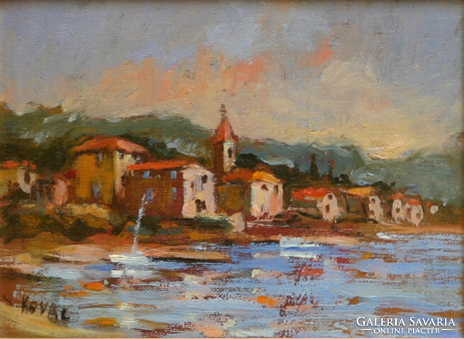 Kovács Sándor: Alkony az Adrián - kerettel 23x28 cm - alkotás: 15x20 cm - 209/267