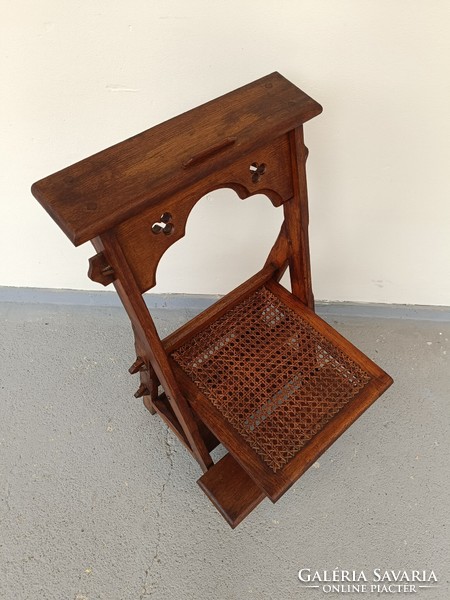 Antik térdeplő imaszék ima szék keményfa faragott keresztény bútor 992 7701