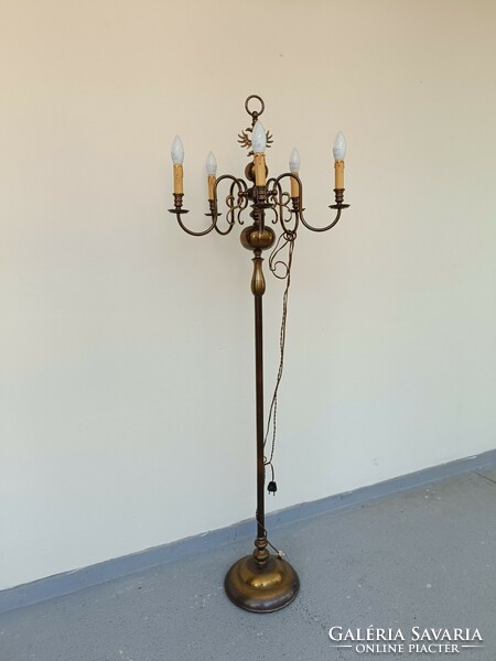 Antik 5 karú patinás réz flamand csillár álló lámpa 205 7682