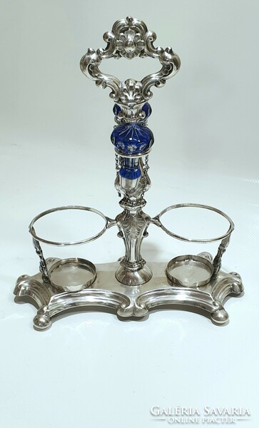 Antique Viennese silver Biedermeier oil and vinegar holder