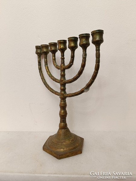 Antique menorah Judaica copper Jewish candle holder 7 branch menorah 959 7651