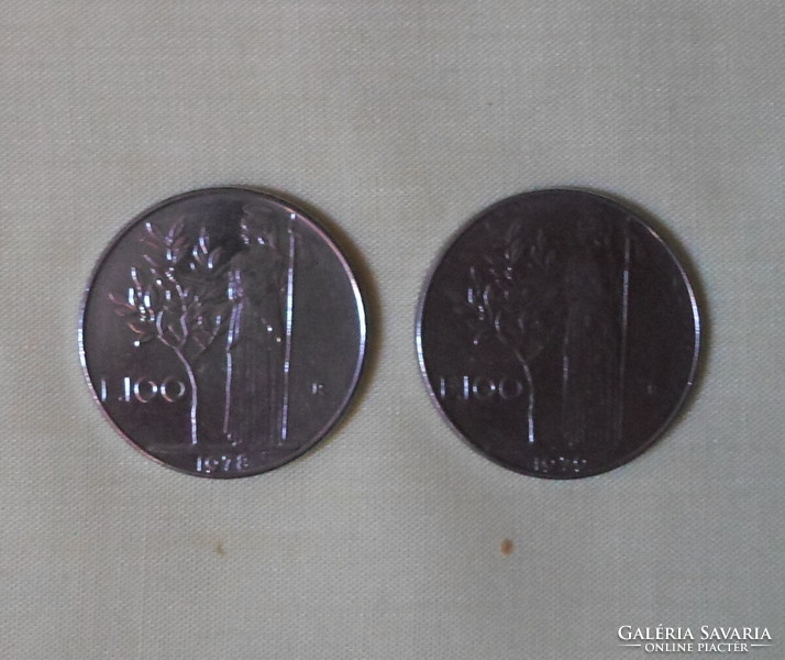 Italian money - coin, 100 lire (lire, 1978, 1979)