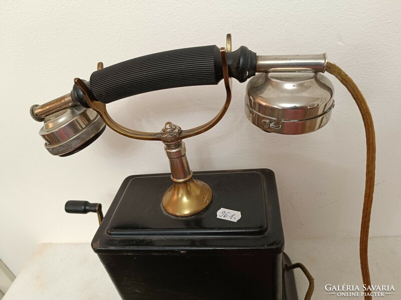 Antique phone desk black metal crank device 961 7649