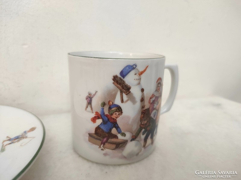 Antik konyhai eszköz gyerek tányér csésze baba játék czechoslovakia victoria porcelán 610 7608