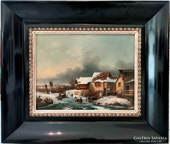 Anton bayer ( 1805 - 1884 ) winter landscape