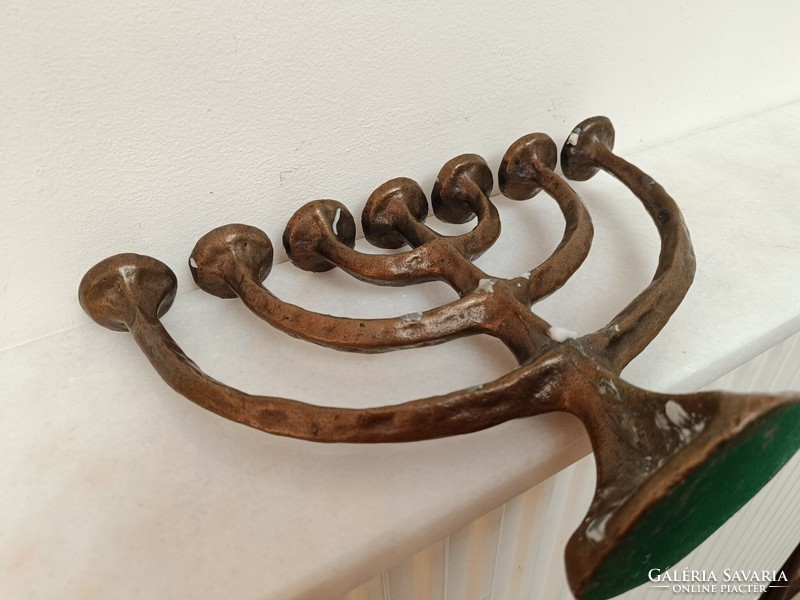 Antique menorah Judaica copper Jewish candle holder 7 branch menorah 907 7610