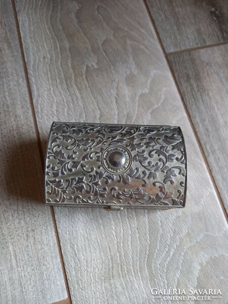 Sumptuous old silver plated jewelery box ii. (10.5X7x5.5 cm)