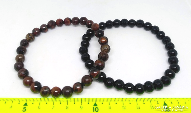 Men's bracelet set, made of tiger eye and onyx chat mineral beads 441