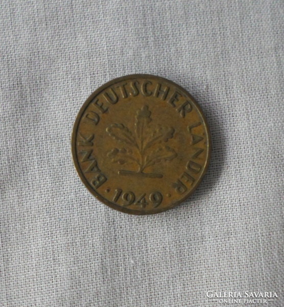 German money - coin, 10 pfennig (j, Hamburg; 1949)