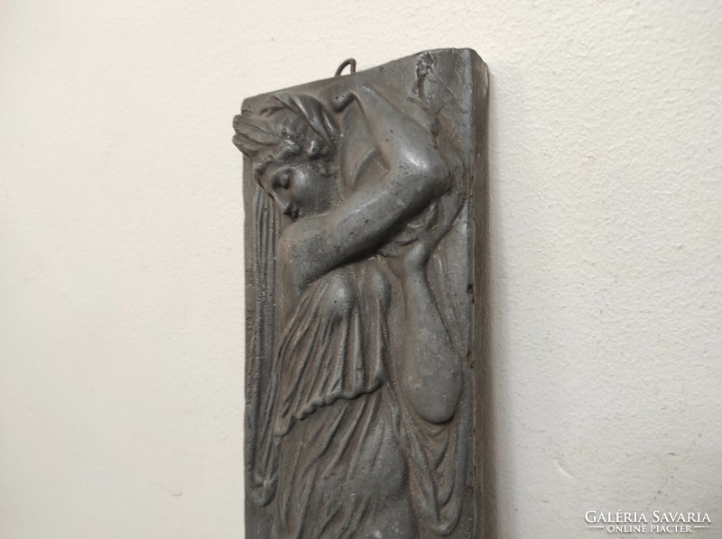 Antik szecesszió jugendstil lány szobor kohósalak öntvény 488 7566