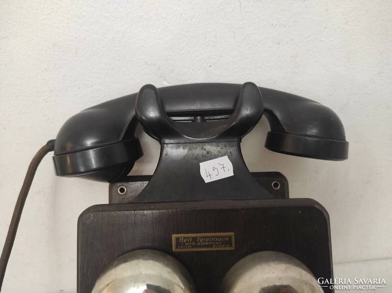 Antique telephone 1925-1945 wall-mountable rare curved wooden device starožitný telefón 497 7500