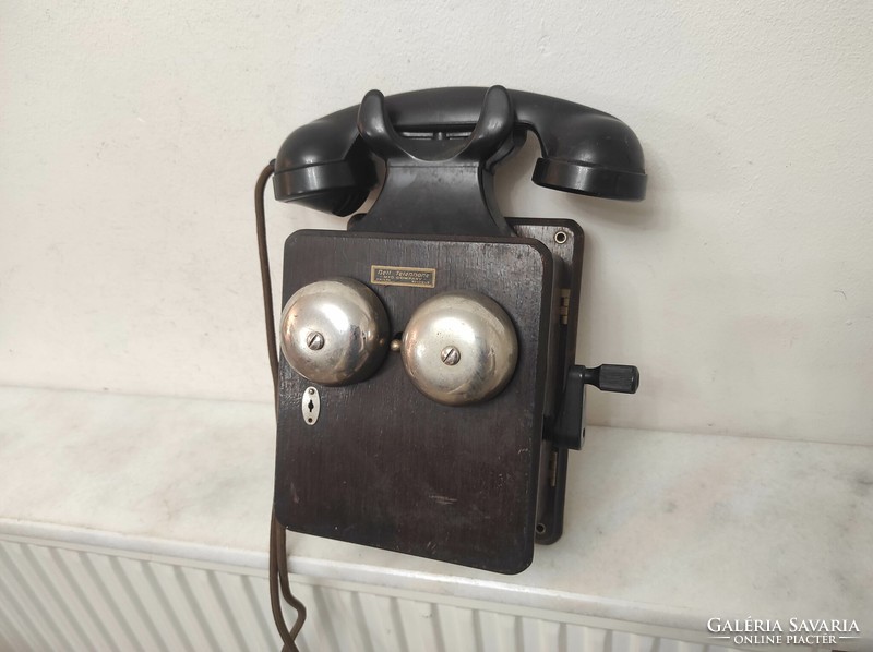 Antique telephone 1925-1945 wall-mountable rare curved wooden device starožitný telefón 497 7500