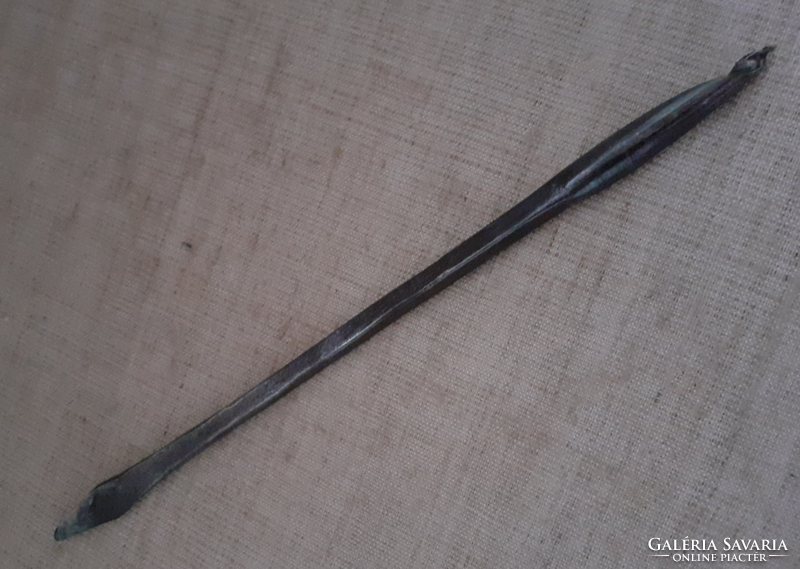 Old wrought iron hand drill with a carpenter's master's mark