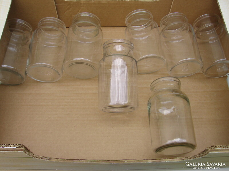 Antique, old, half-liter glass with similar canning, dunst