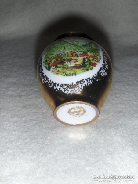 Bavaria porcelain gilded small vase with angel memory 7 cm (2 / p)