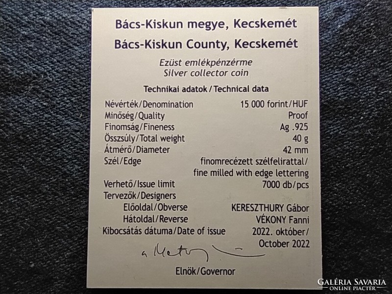 Bács-kiskun County, Kecskemét 2022 certificate (id78654)