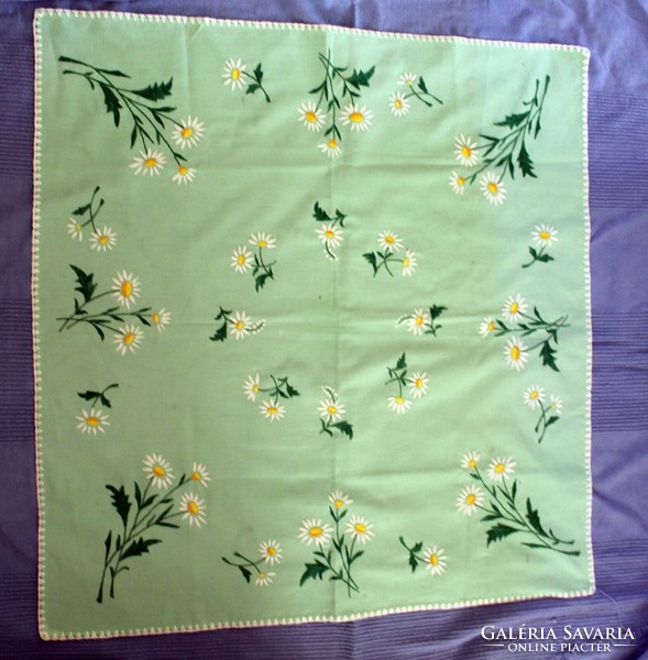 Green embroidered tablecloth
