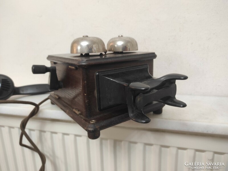 Antique telephone 1925-1945 wall-mountable rare curved wooden device starožitný telefón 497 7500