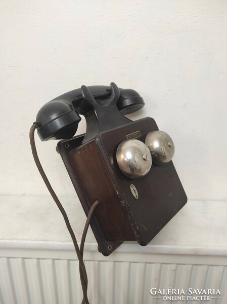 Antique telephone 1925-1945 wall-mountable rare curved wooden device starožitný telefón 497 7500