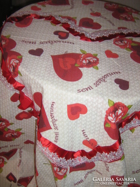 Beautiful vintage heart pink lace large bedding set