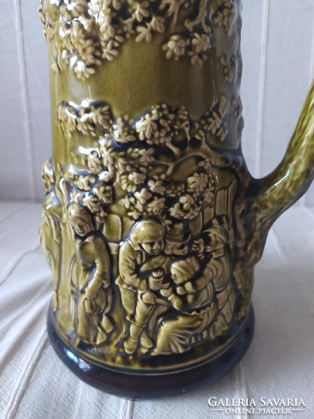 Antique sarreguemines majolica giant jug, vintage jug 24 cm