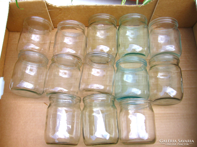 Old 5/8, 4.5 dl, green and blue jam jars