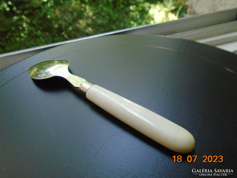 Stainless steel children's spoon marked with a colored alphabetic handle