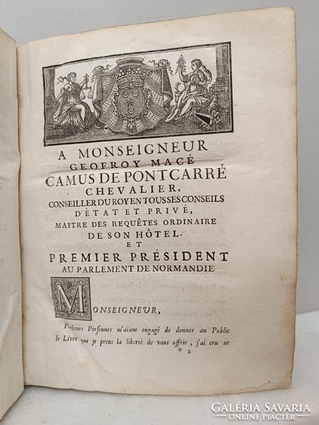 Antique book in French laws legal principles 1748 normandy principes generalaux 954 7643