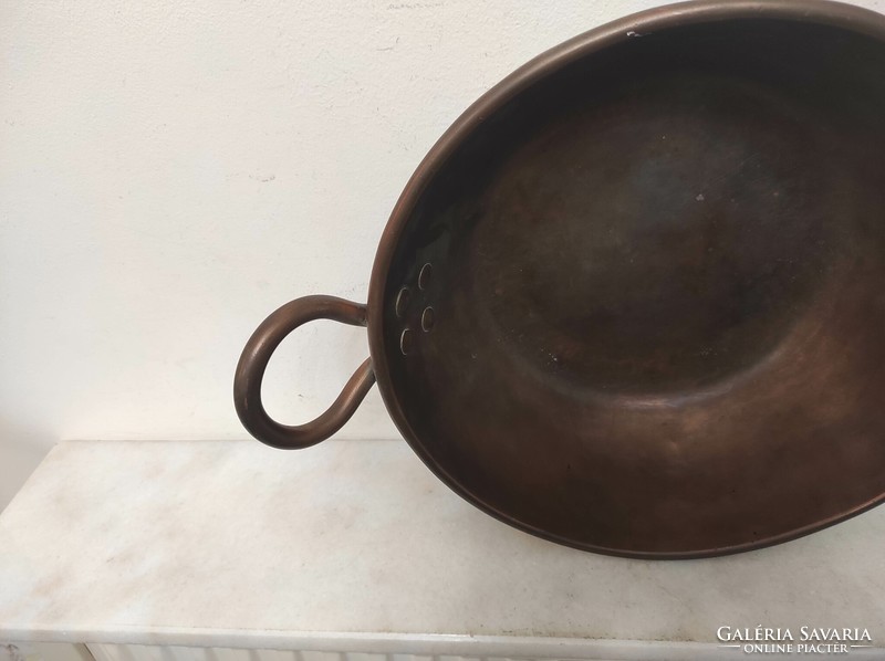 Antique kitchen tool red copper cauldron with foam handle 608 7606