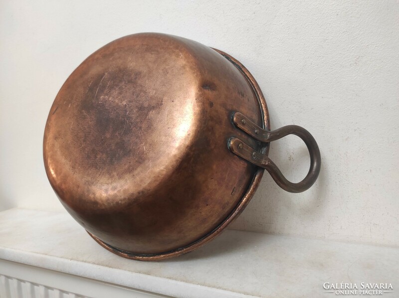 Antique kitchen tool red copper cauldron with foam handle 608 7606