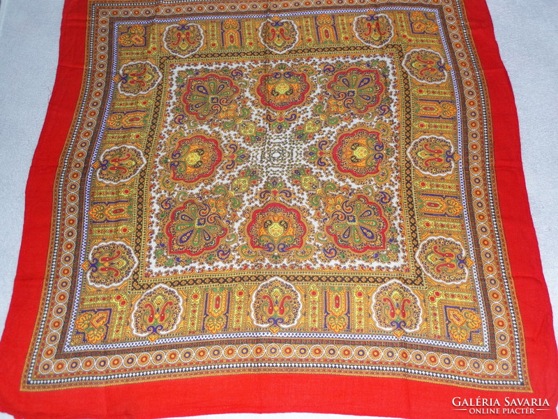 Red bordered, beautiful patterned shawl, scarf