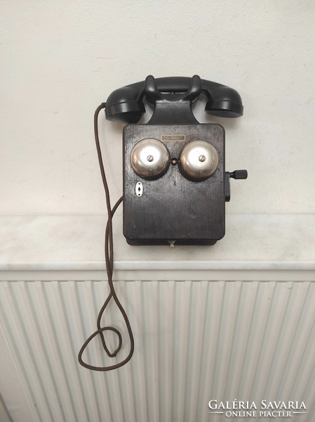 Antik telefon 1925-1945 falra szerelhető ritka kurblis fa készülék starožitný telefón 497 7500