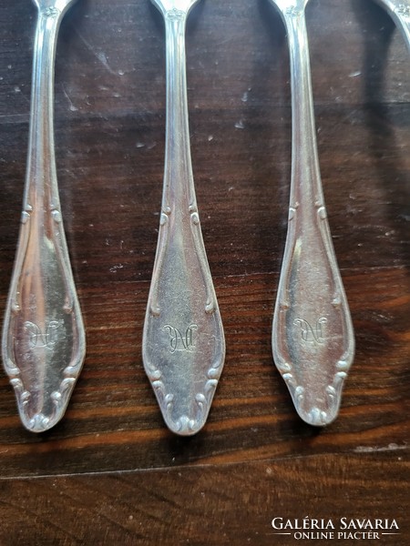 6 Individually marked silver-plated dessert alpaca forks 6 together