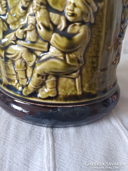 Antique sarreguemines majolica giant jug, vintage jug 24 cm