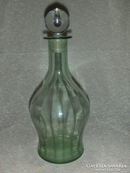 Antik zöld üveg palack kiöntő ital kínáló (6/d)