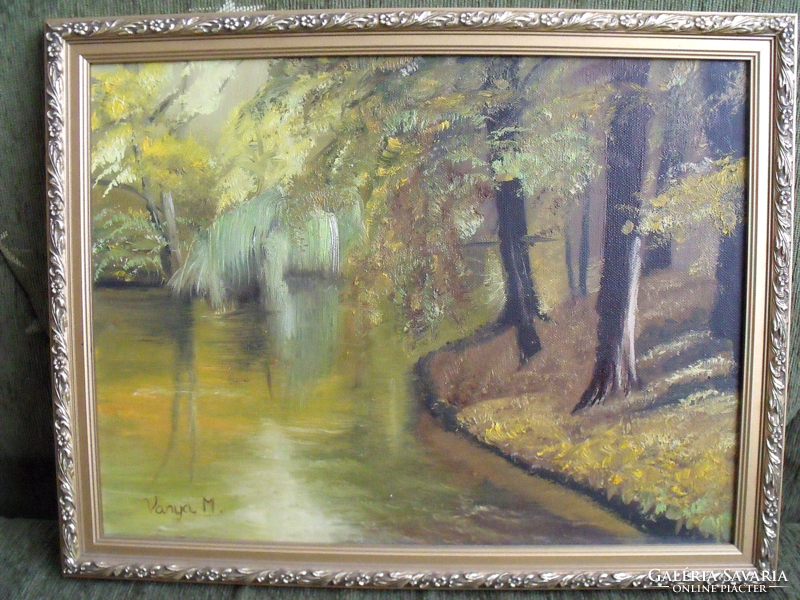 On the lake - framed oil painting