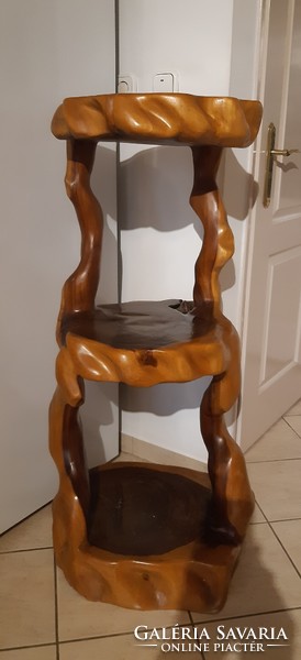 Indonesian teak and mahogany flower stand