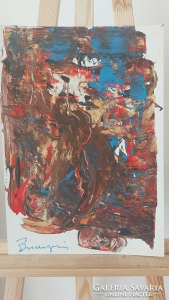 (K) Szignózott absztrakt festmény 35x50 cm