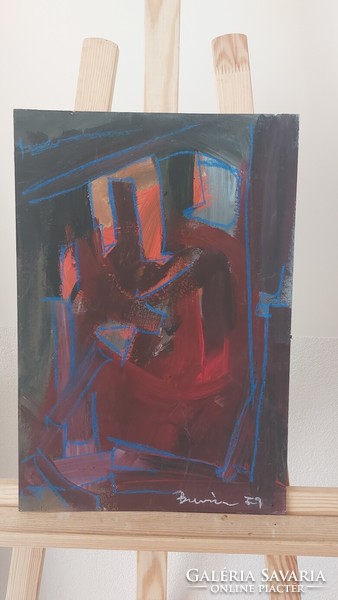 (K) Szignózott absztrakt festmény 33x48 cm
