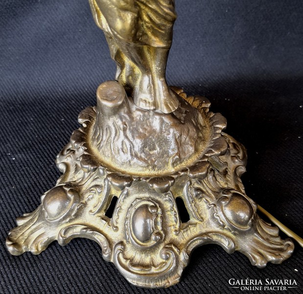 Dt/312 – special Art Nouveau/Art Nouveau copper alloy table lamp with fabric shade