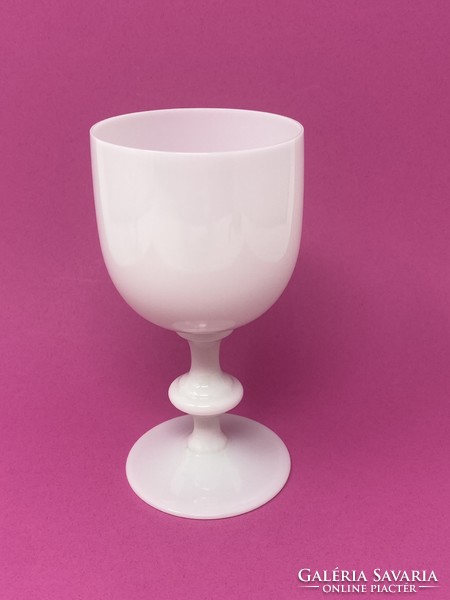 Vintage Portieux  Vallerysthal francia fehér tejüveg kupa, pohár, boros pohár, díszpohár- CZ