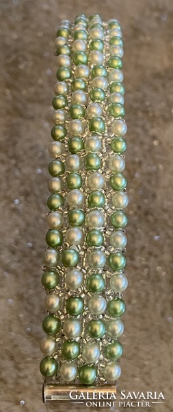 Pale green teal beaded capricho women's bracelet beaded craft