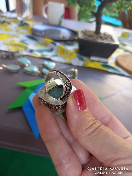 Larimár drágakőből készült  7es ezüst gyűrű a Dominikai Köztársaságból!