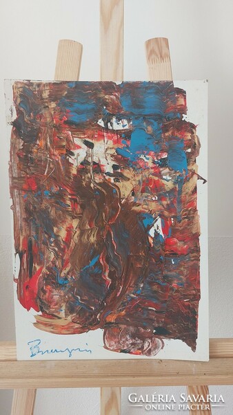 (K) signed abstract painting 35x50 cm