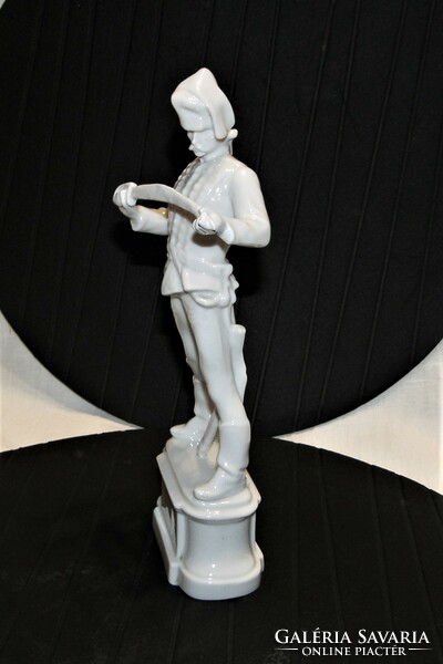 Old Herend military hussar - white porcelain 24 cm